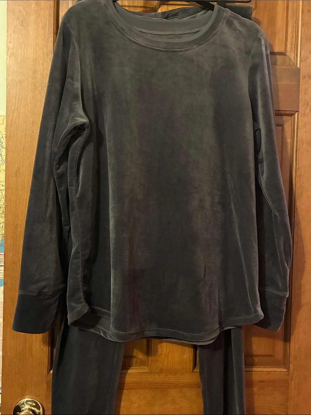 Cuddl Duds Velour Long-Sleeve Lounge Set - Gray